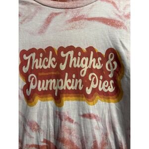 Women's Large Thick Thighs Pumpkin Pies Tee Thanksgiving Funny‎ Shirt